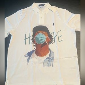 POLO RALPH LAUREN MICHELLE SMITH COVID MASK HELP SHORT SLEEVE SIZE LARGE
